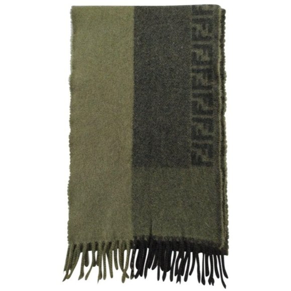 Fendi Zucca Print In Greys Logo Wool Scarf Wrap - Picture 1 of 4